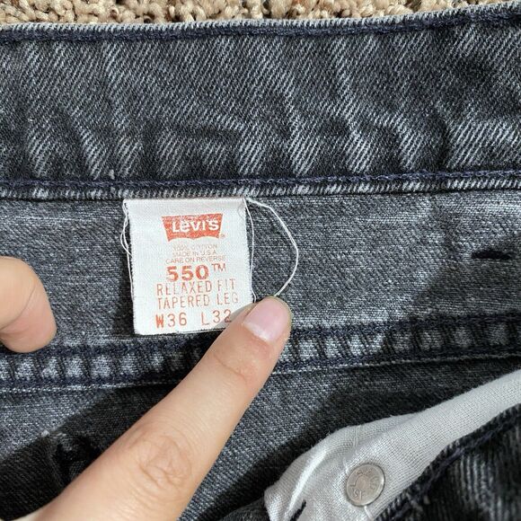 VTG Levis 550 Mens 36x32 Black Jeans Relaxed Fit Tapered Leg Orange Tab USA 1995 - Picture 6 of 11